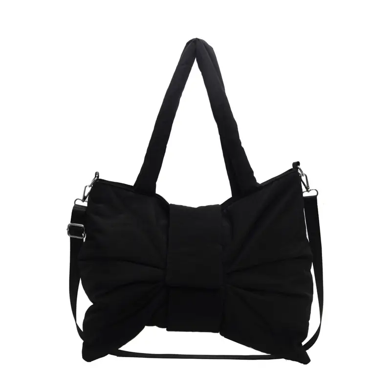 Women's Korean Style Distinctive Bow Tote Bag Grey Large Capacity - Image 11