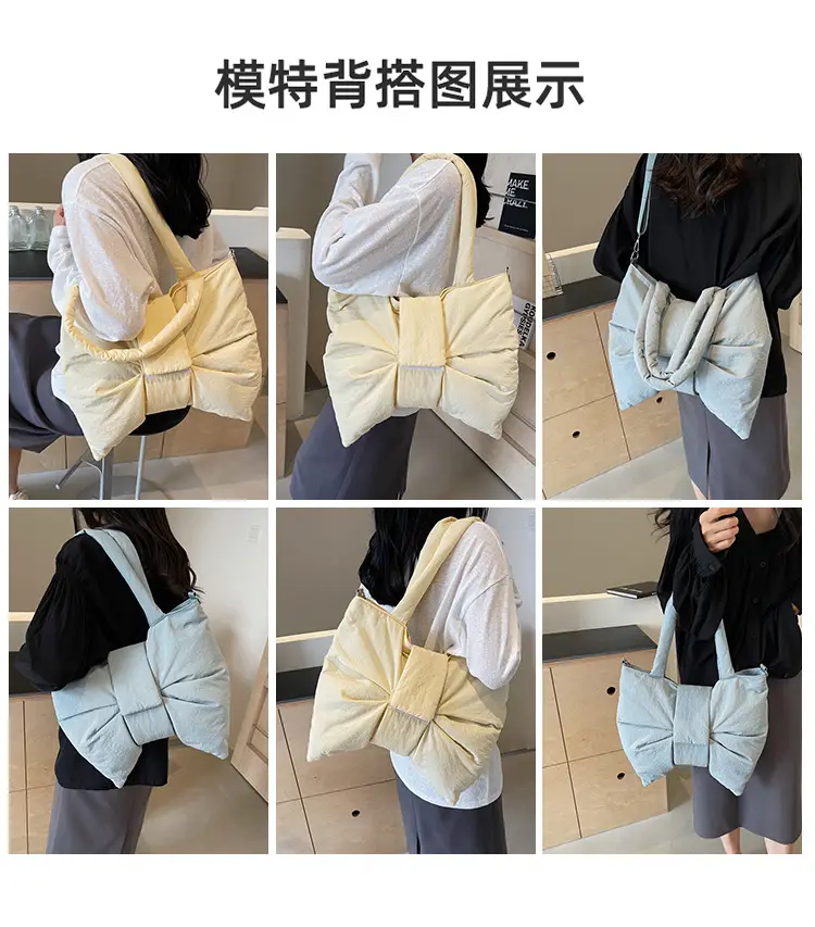 Women's Korean Style Distinctive Bow Tote Bag Grey Large Capacity — feature 10