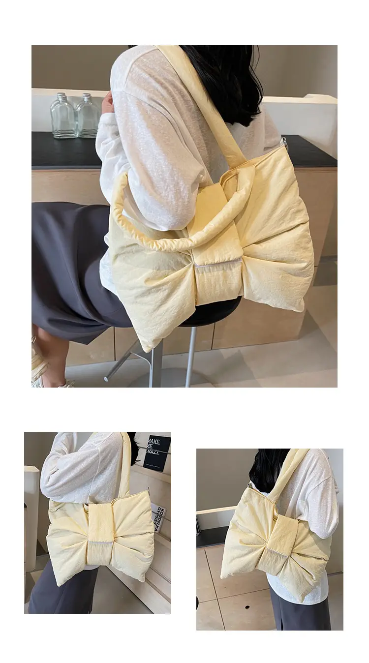 Women's Korean Style Distinctive Bow Tote Bag Grey Large Capacity — feature 11