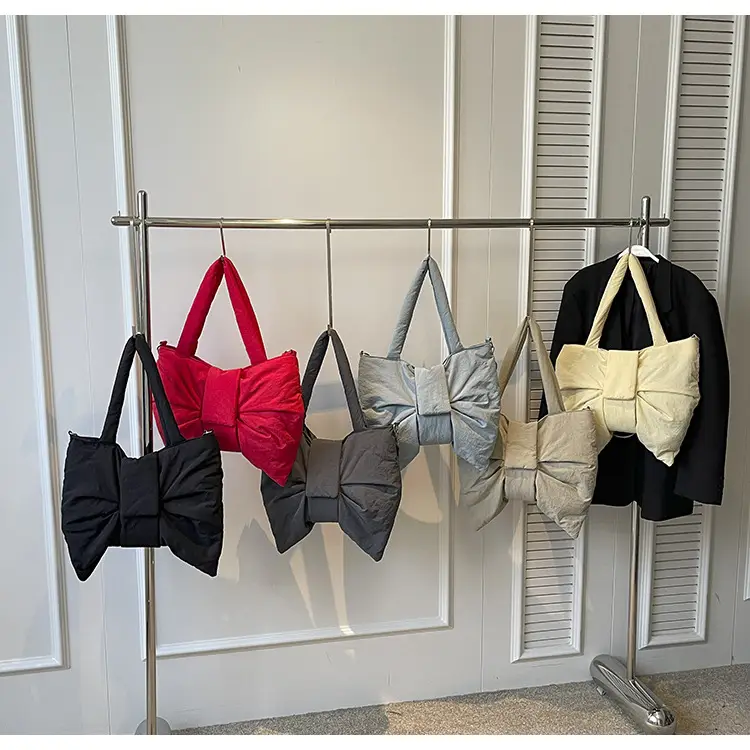 Women's Korean Style Distinctive Bow Tote Bag Grey Large Capacity — feature 17