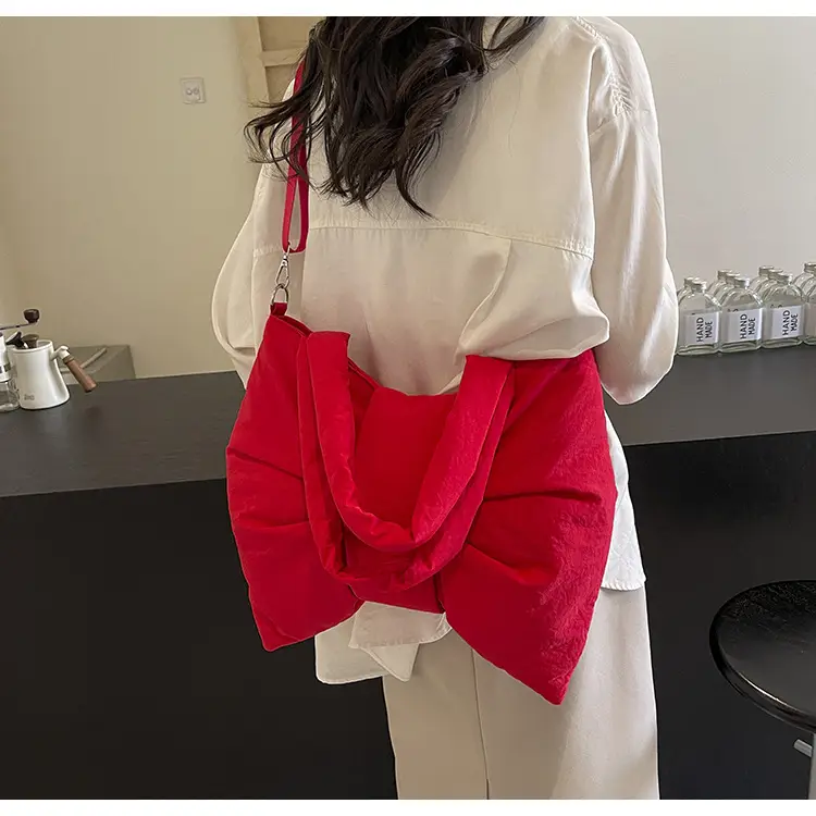 Women's Korean Style Distinctive Bow Tote Bag Grey Large Capacity — feature 19