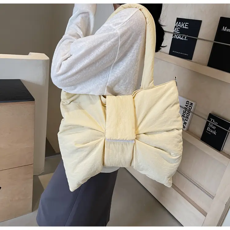 Women's Korean Style Distinctive Bow Tote Bag Grey Large Capacity — feature 22