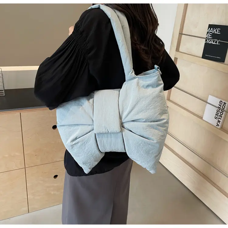 Women's Korean Style Distinctive Bow Tote Bag Grey Large Capacity — feature 25