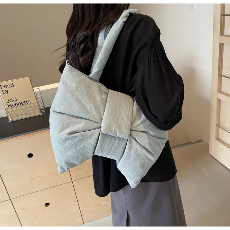 Women's Korean Style Distinctive Bow Tote Bag Grey Large Capacity — feature 26
