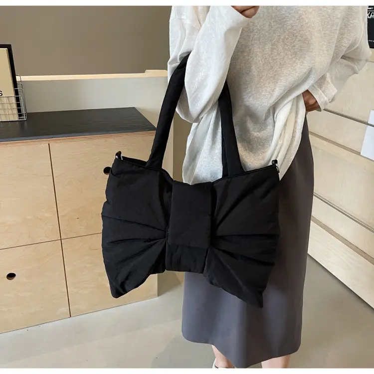 Women's Korean Style Distinctive Bow Tote Bag Grey Large Capacity — feature 27