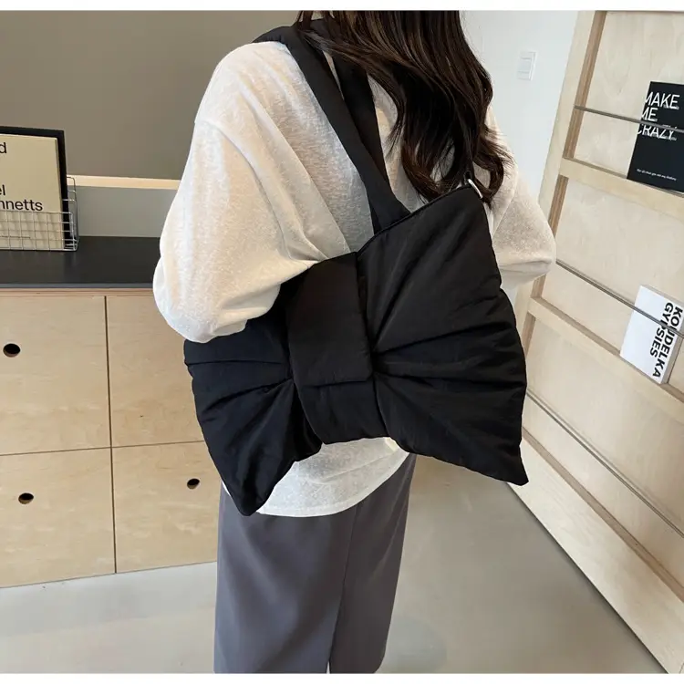 Women's Korean Style Distinctive Bow Tote Bag Grey Large Capacity — feature 28