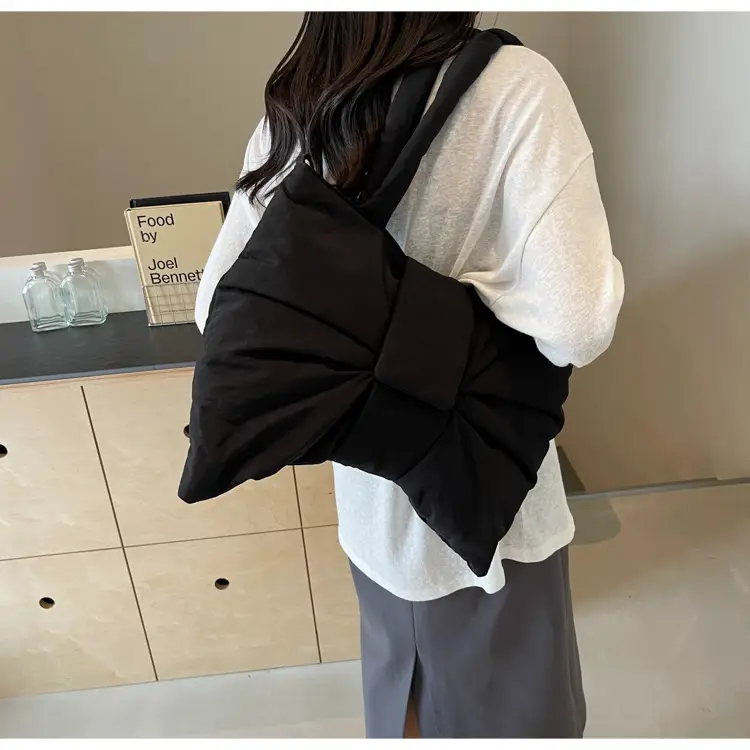 Women's Korean Style Distinctive Bow Tote Bag Grey Large Capacity — feature 29