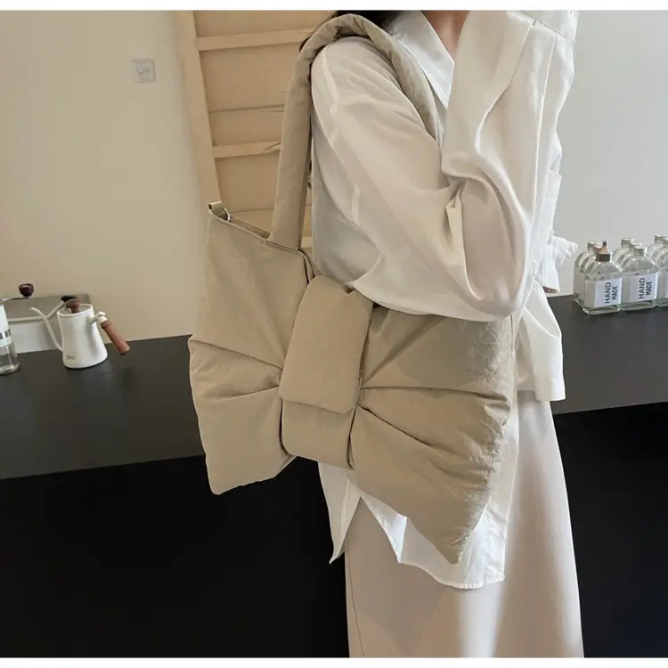 Women's Korean Style Distinctive Bow Tote Bag Grey Large Capacity — feature 32