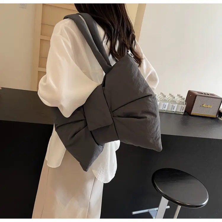 Women's Korean Style Distinctive Bow Tote Bag Grey Large Capacity — feature 35