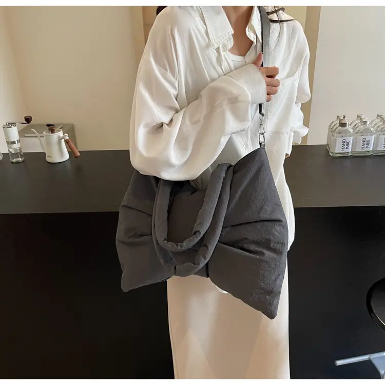 Women's Korean Style Distinctive Bow Tote Bag Grey Large Capacity — feature 36