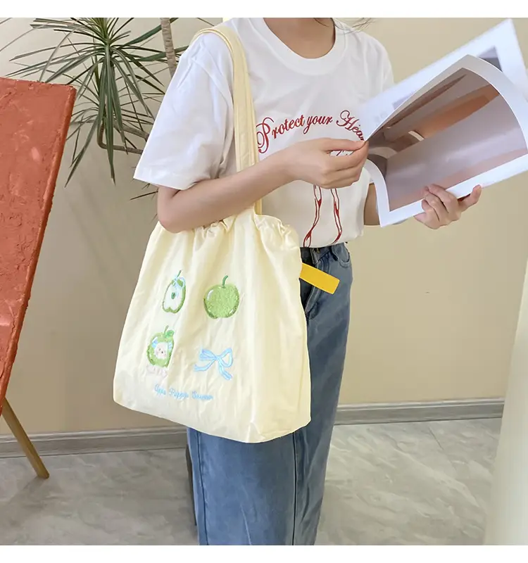 Cute Embroidered Women's Shoulder Bag Orange Large Capacity — feature 11