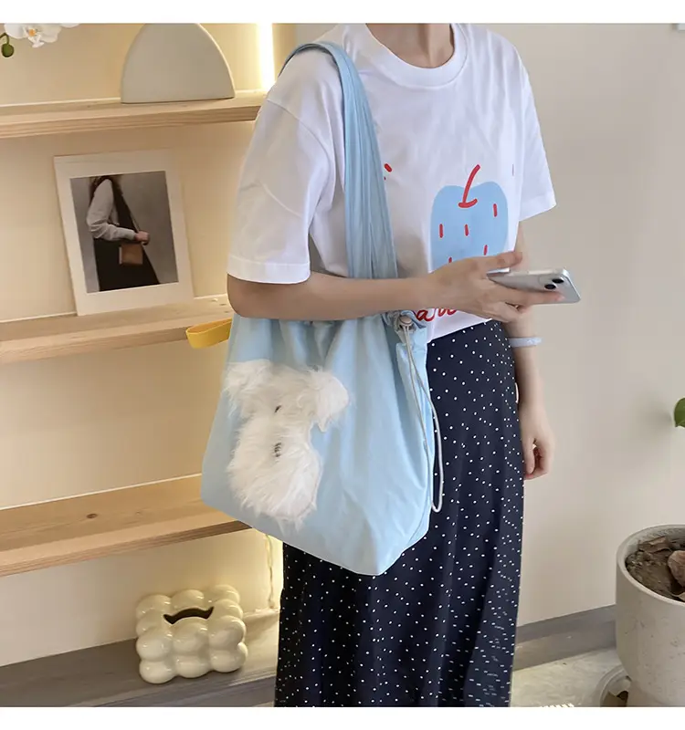 Cute Embroidered Women's Shoulder Bag Orange Large Capacity — feature 23