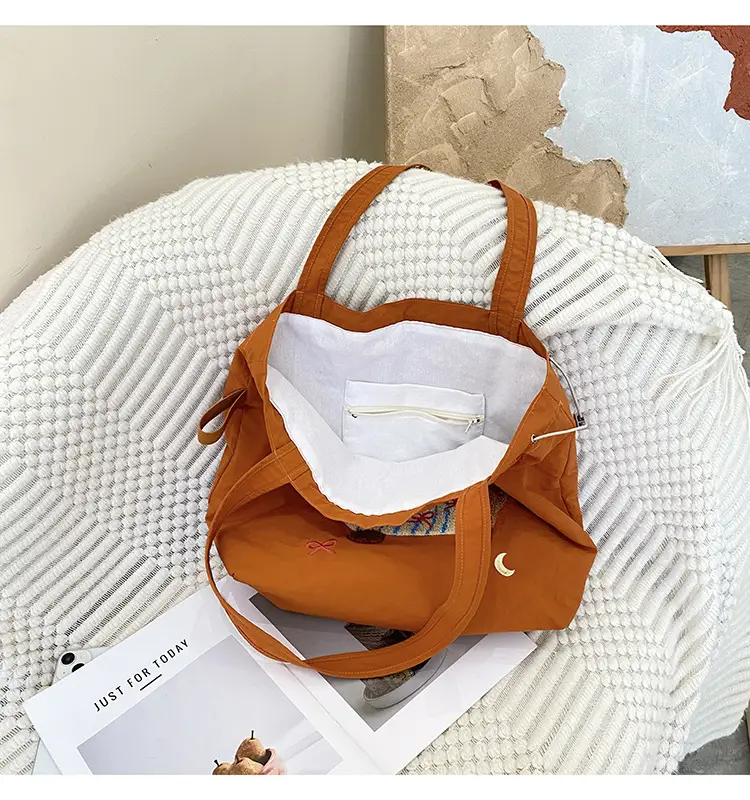 Cute Embroidered Women's Shoulder Bag Orange Large Capacity — feature 25