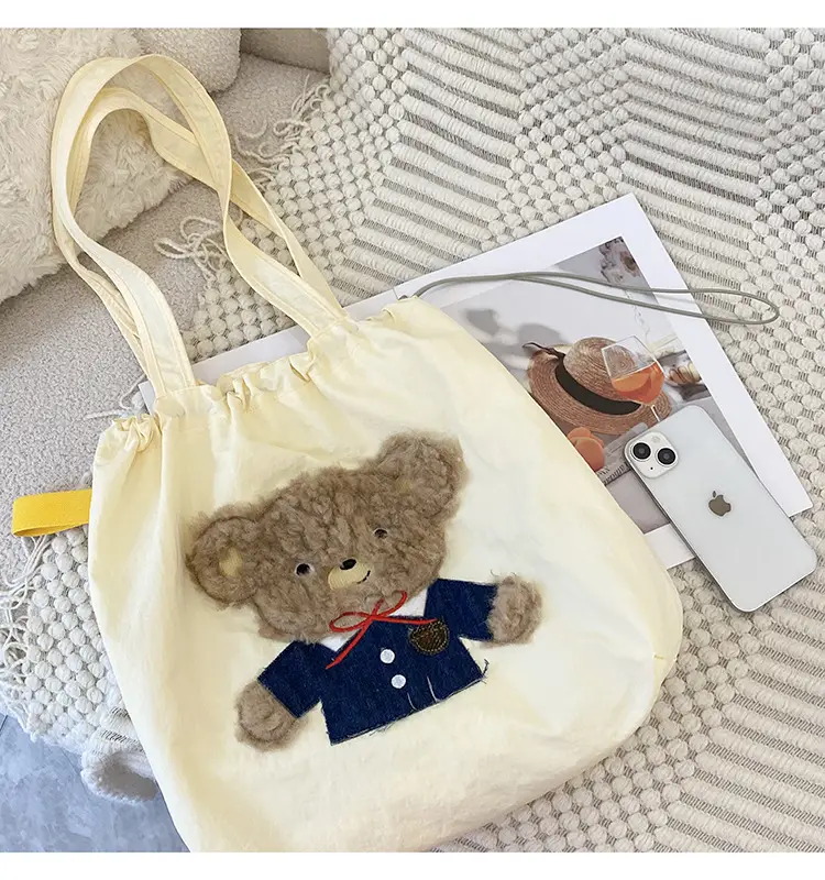 Cute Embroidered Women's Shoulder Bag Orange Large Capacity — feature 3