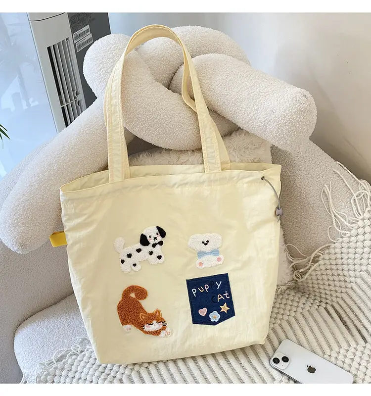 Cute Embroidered Women's Shoulder Bag Orange Large Capacity — feature 33