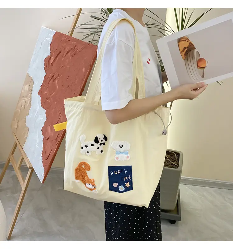 Cute Embroidered Women's Shoulder Bag Orange Large Capacity — feature 34