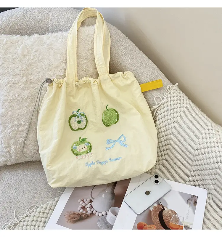 Cute Embroidered Women's Shoulder Bag Orange Large Capacity — feature 8