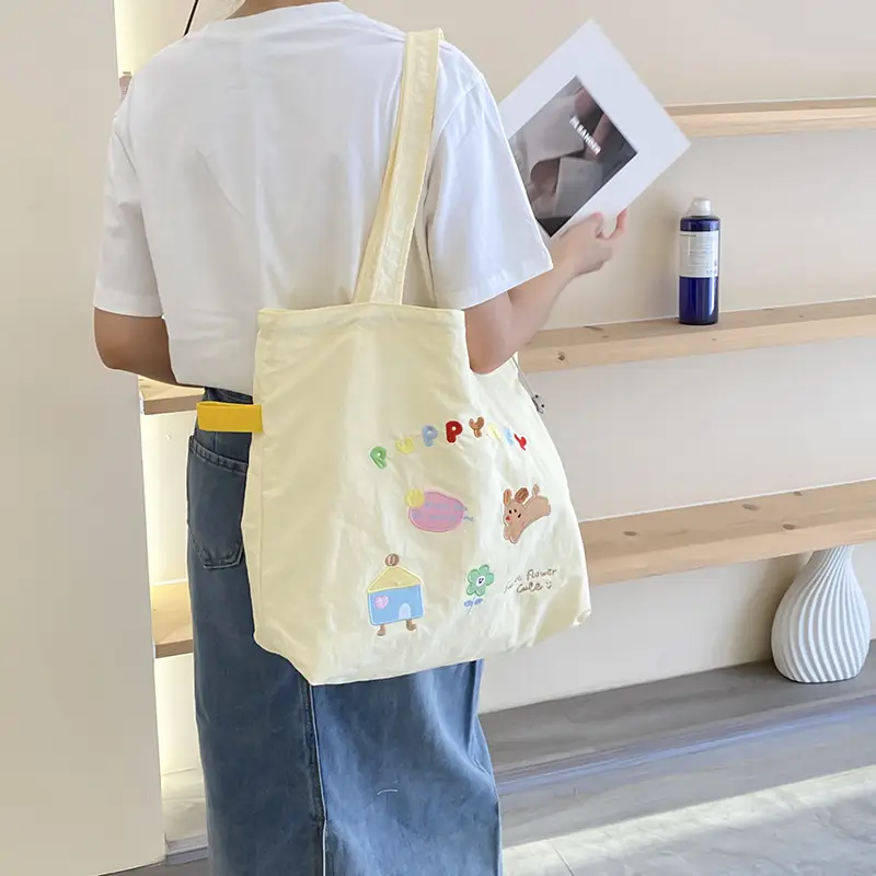Cute Embroidered Women's Shoulder Bag Orange Large Capacity - Image 7