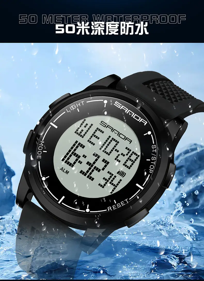 Sanda Digital Alarm Watch Black Sport Waterproof — feature 20