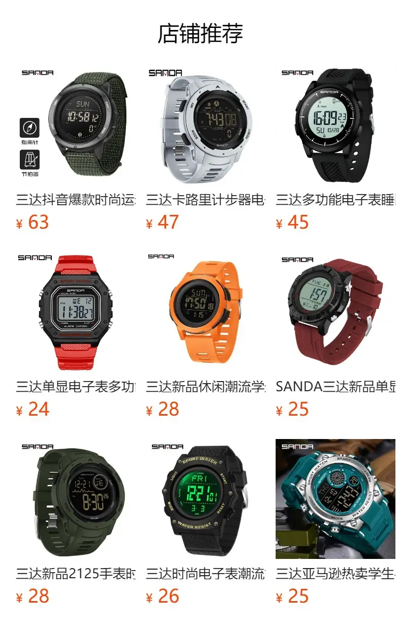 Sanda Digital Alarm Watch Black Sport Waterproof — feature 3