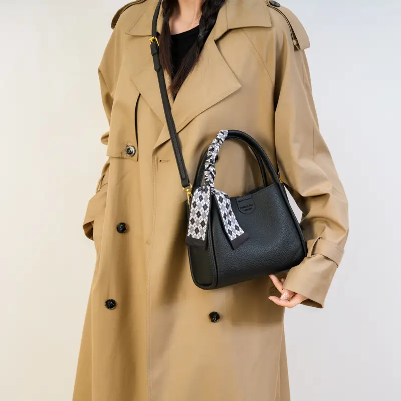 Women's Brown H-Style Shoulder Bag with Bow Accessory - Image 6