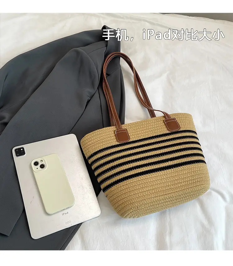 Straw Beach Bag Large Capacity Wind Resistant — feature 12