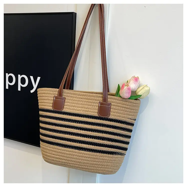 Straw Beach Bag Large Capacity Wind Resistant — feature 23
