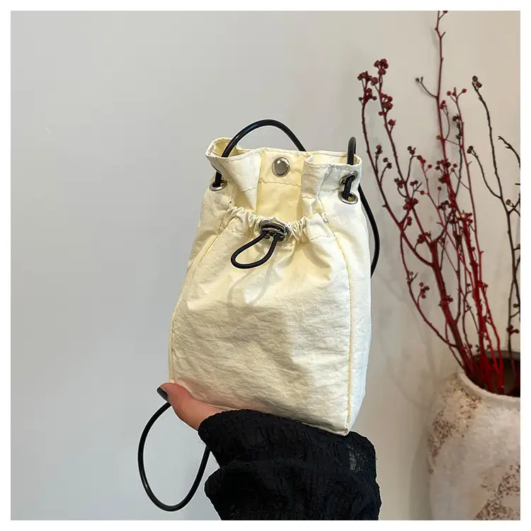 Minimalist Drawstring Canvas Mobile Bag Women's Shoulder Crossbody — feature 23