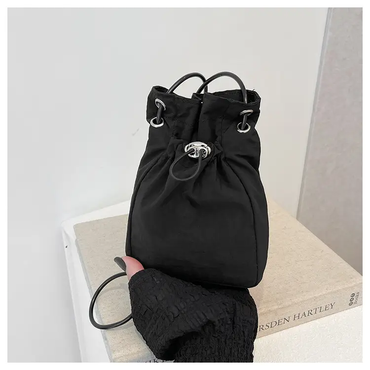 Minimalist Drawstring Canvas Mobile Bag Women's Shoulder Crossbody — feature 25