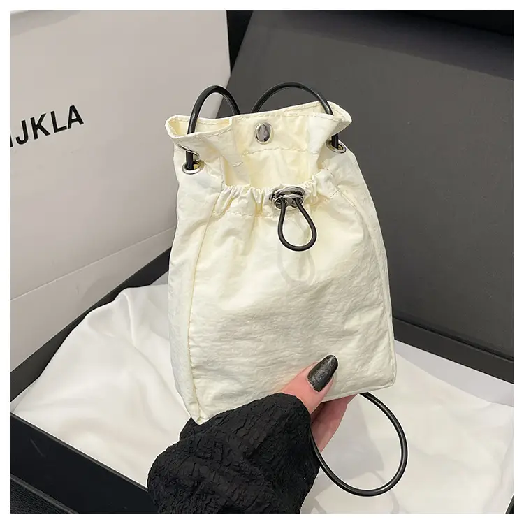 Minimalist Drawstring Canvas Mobile Bag Women's Shoulder Crossbody - Image 2