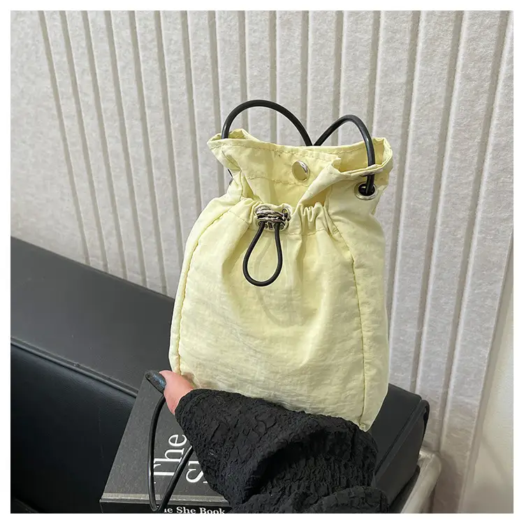 Minimalist Drawstring Canvas Mobile Bag Women's Shoulder Crossbody - Image 3