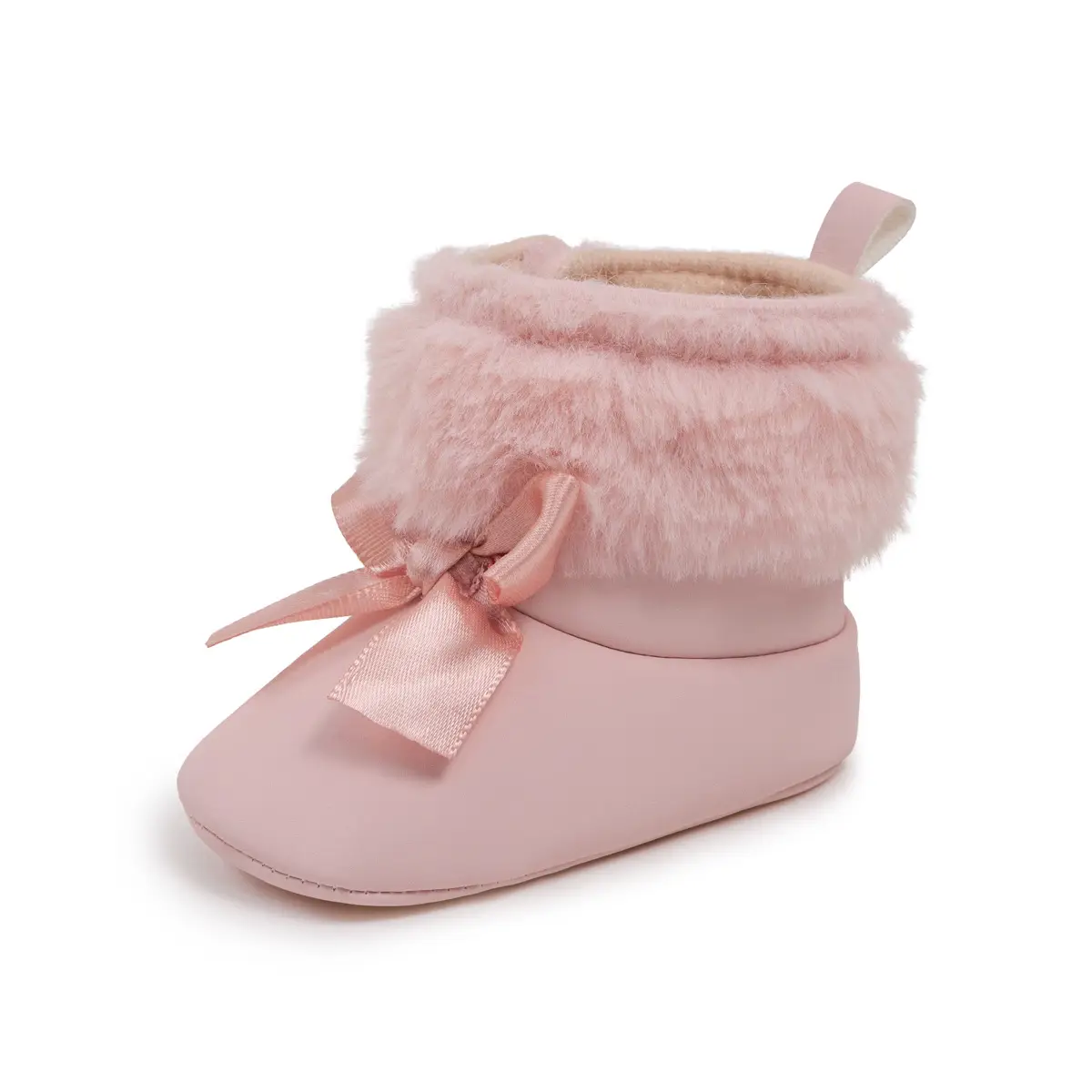 Pink Bow Warm Fluffy Baby Boots Winter