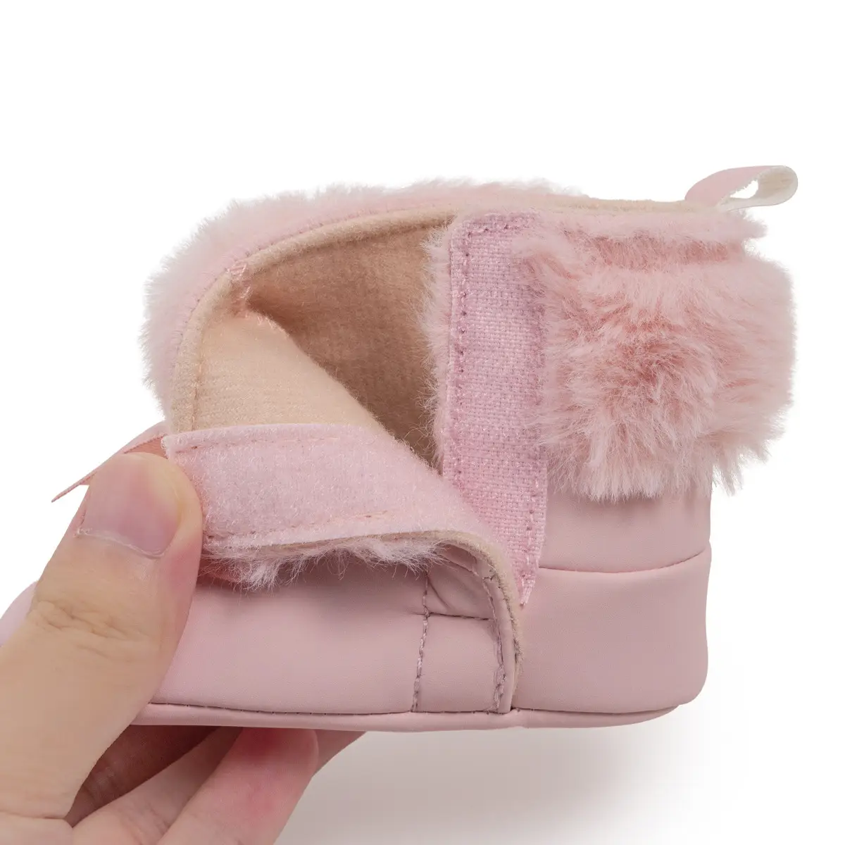 Pink Bow Warm Fluffy Baby Boots Winter