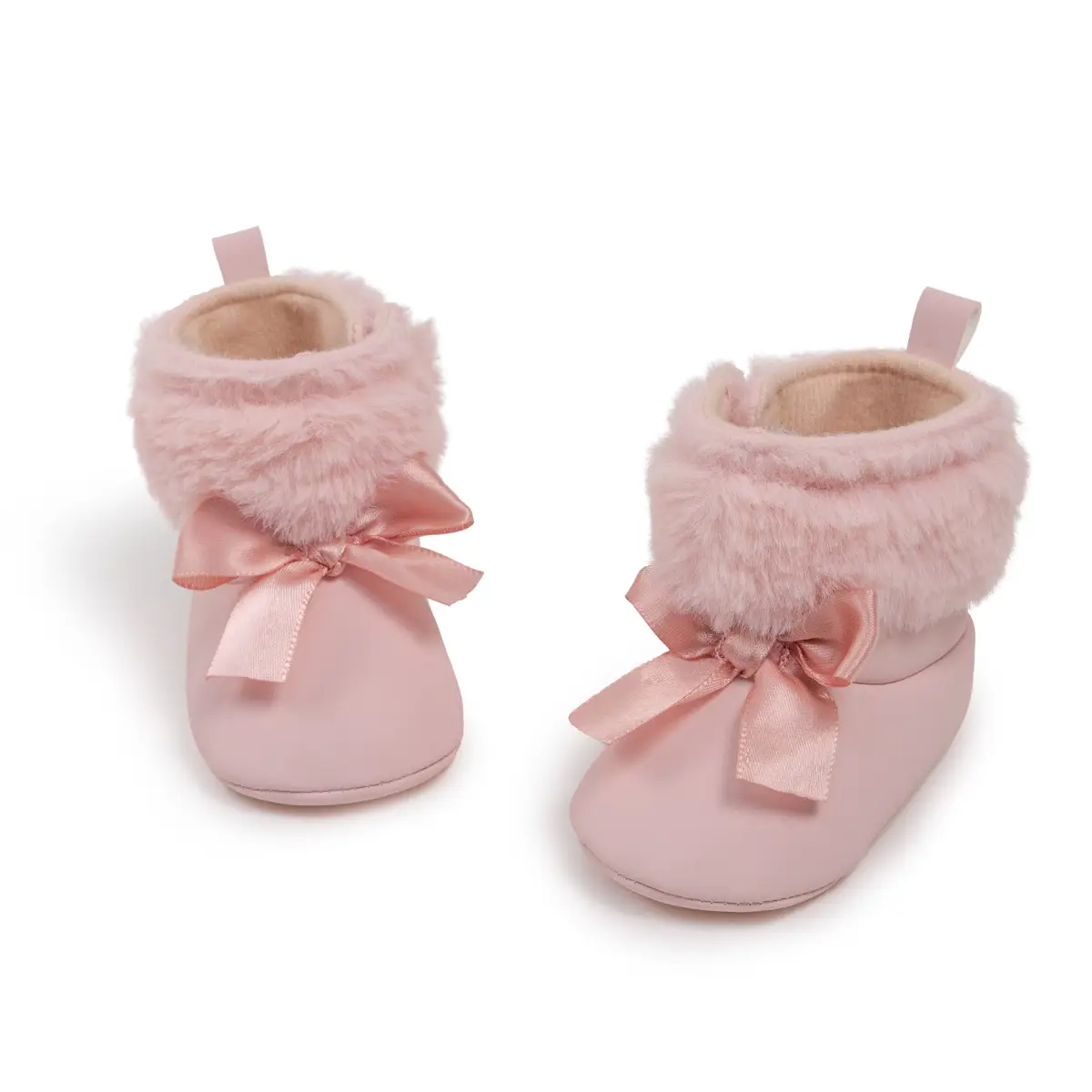 Pink Bow Warm Fluffy Baby Boots Winter