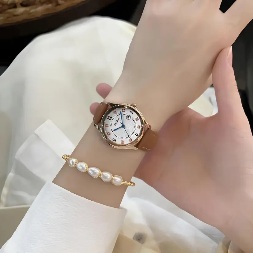 ORSGA Women's Quartz Watch with Diamond Dial & Black Strap - Image 13