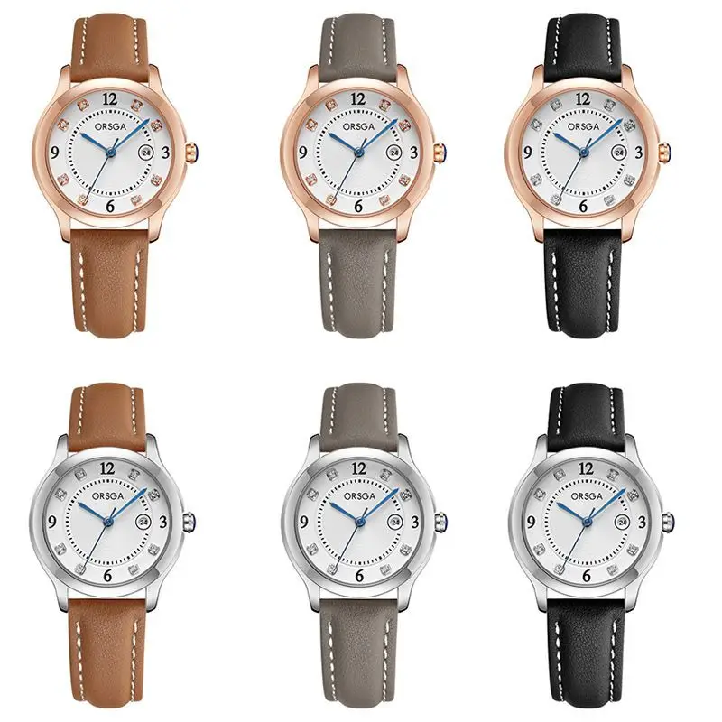 ORSGA Women's Quartz Watch with Diamond Dial & Black Strap - Image 14