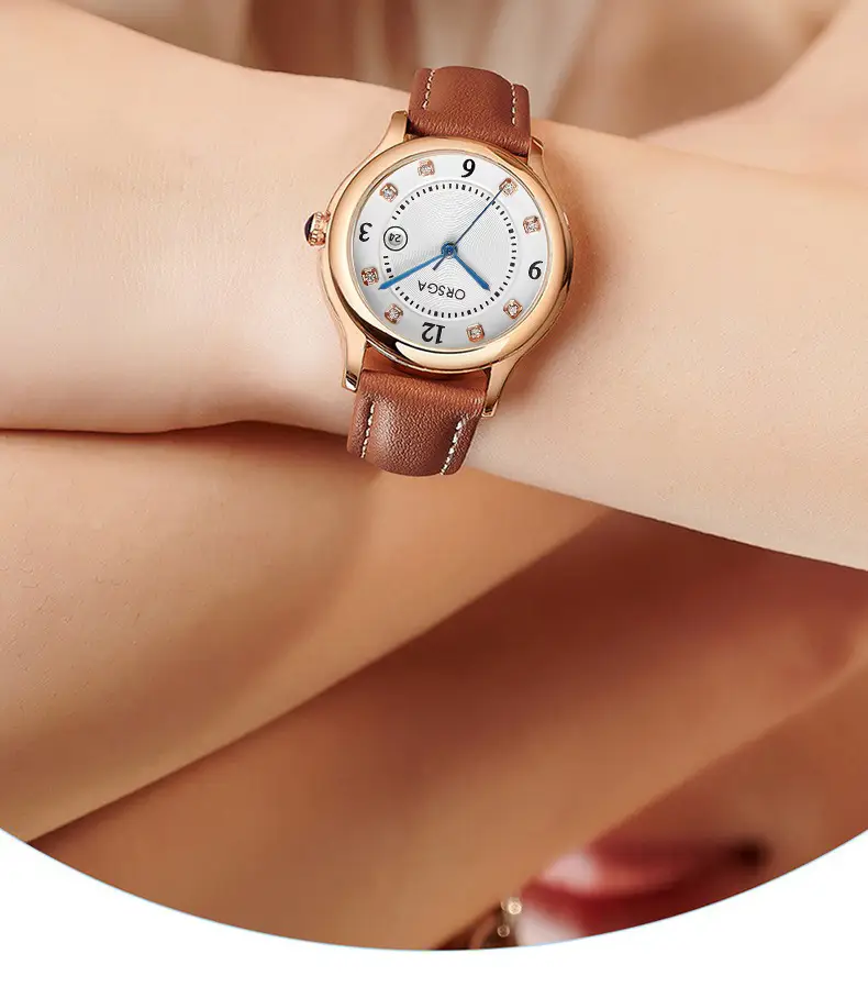 ORSGA Women's Quartz Watch with Diamond Dial & Black Strap — feature 9