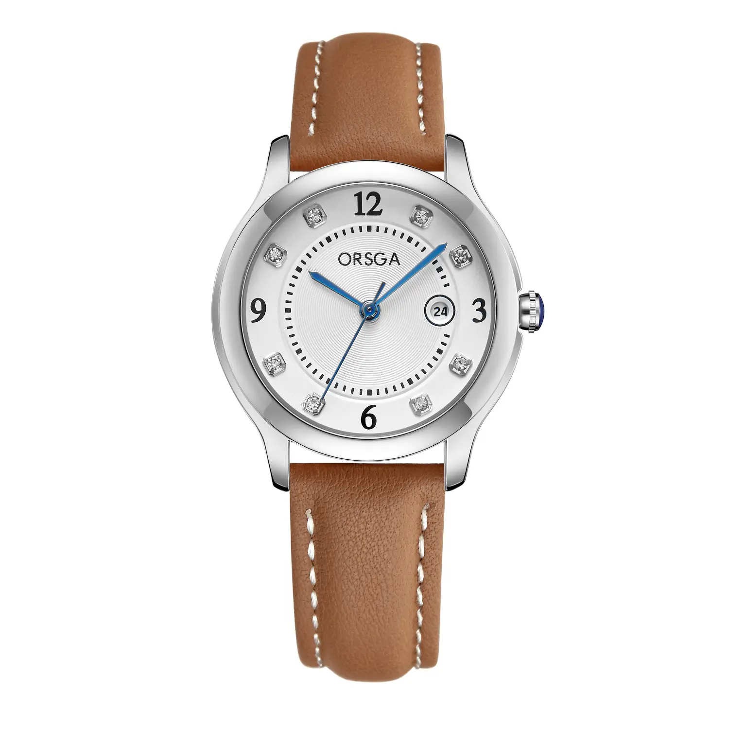 ORSGA Women's Quartz Watch with Diamond Dial & Black Strap - Image 3