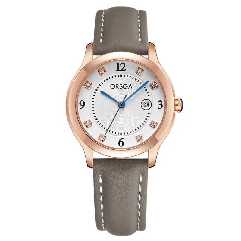 ORSGA Women's Quartz Watch with Diamond Dial & Black Strap - Image 5