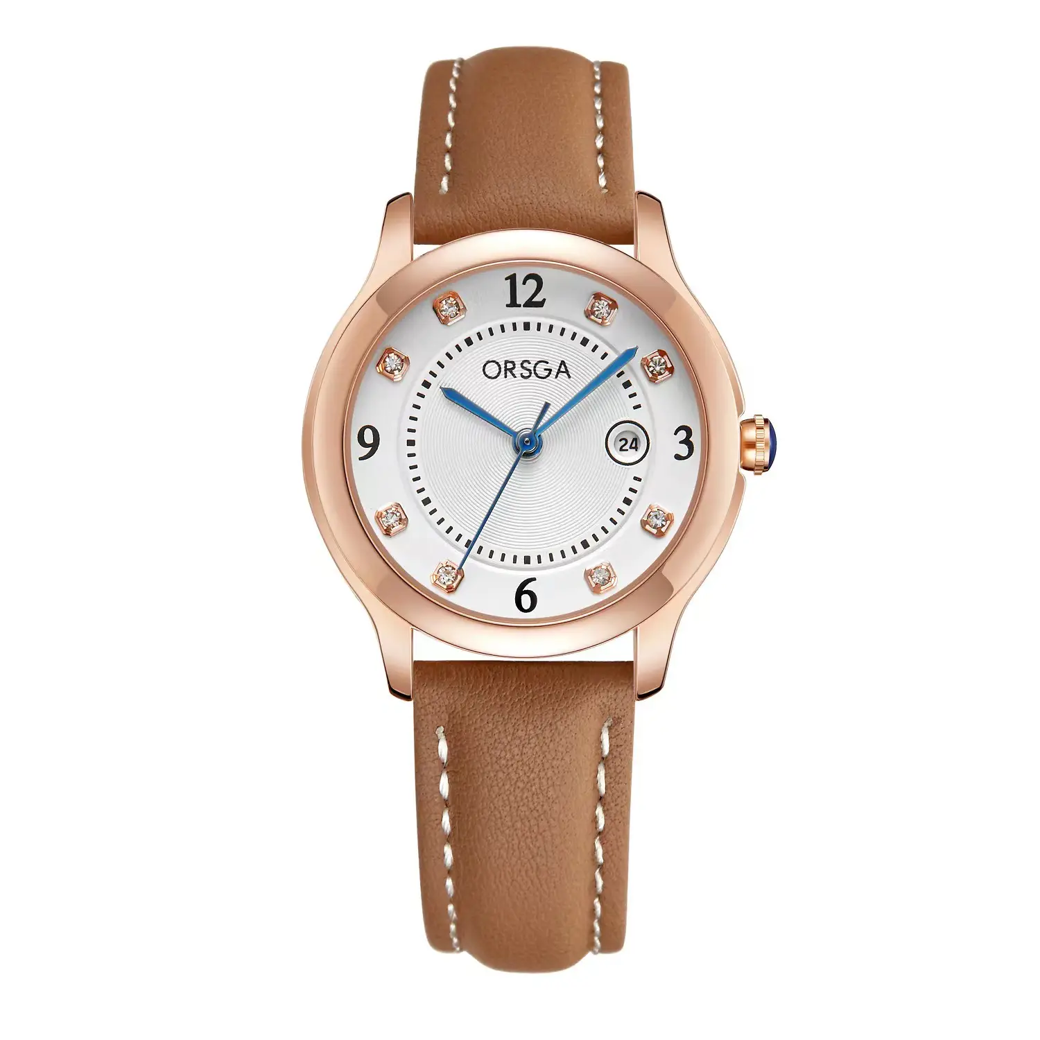 ORSGA Women's Quartz Watch with Diamond Dial & Black Strap - Image 6