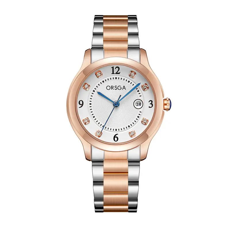 ORSGA Women's Quartz Watch with Diamond Dial & Black Strap - Image 8