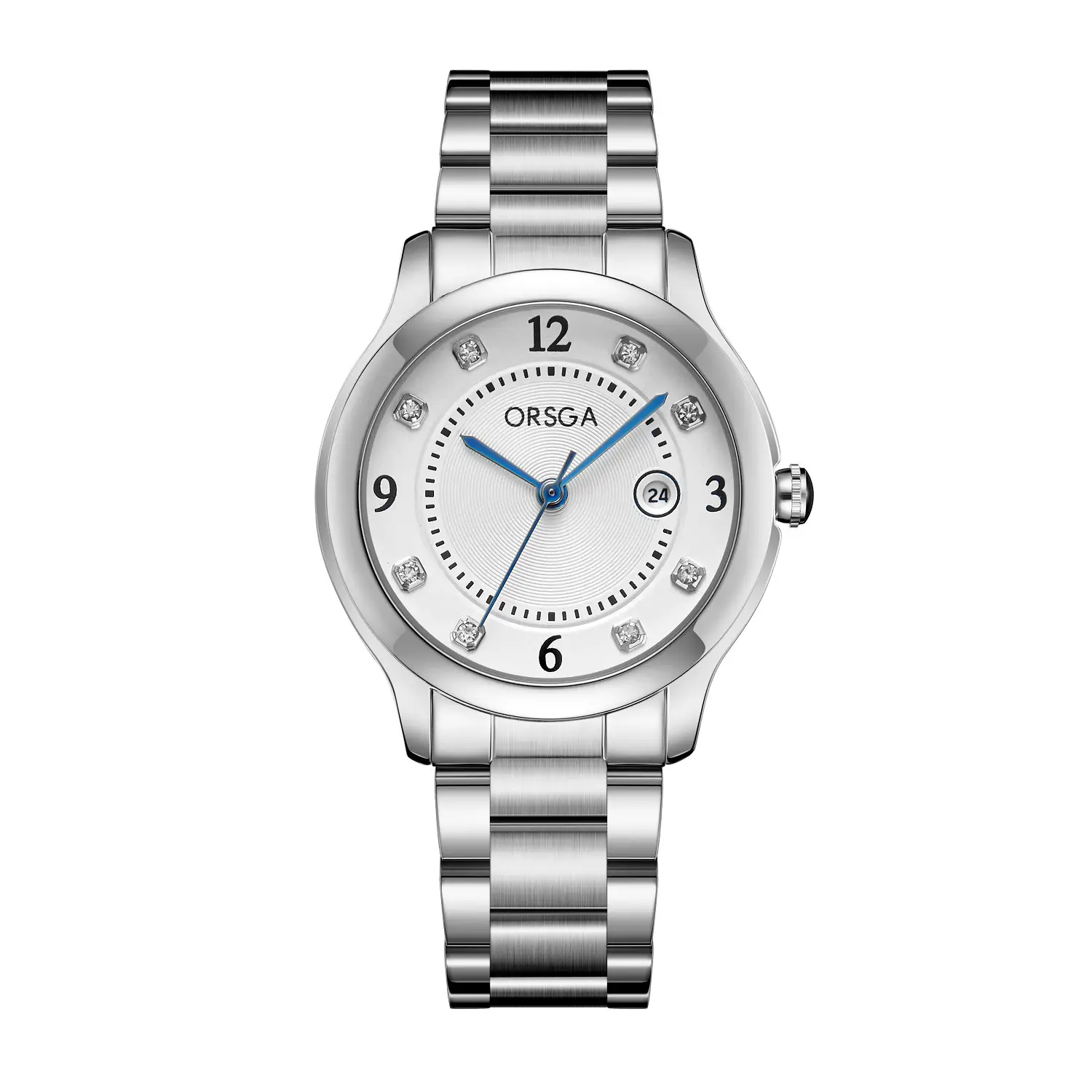 ORSGA Women's Quartz Watch with Diamond Dial & Black Strap - Image 9