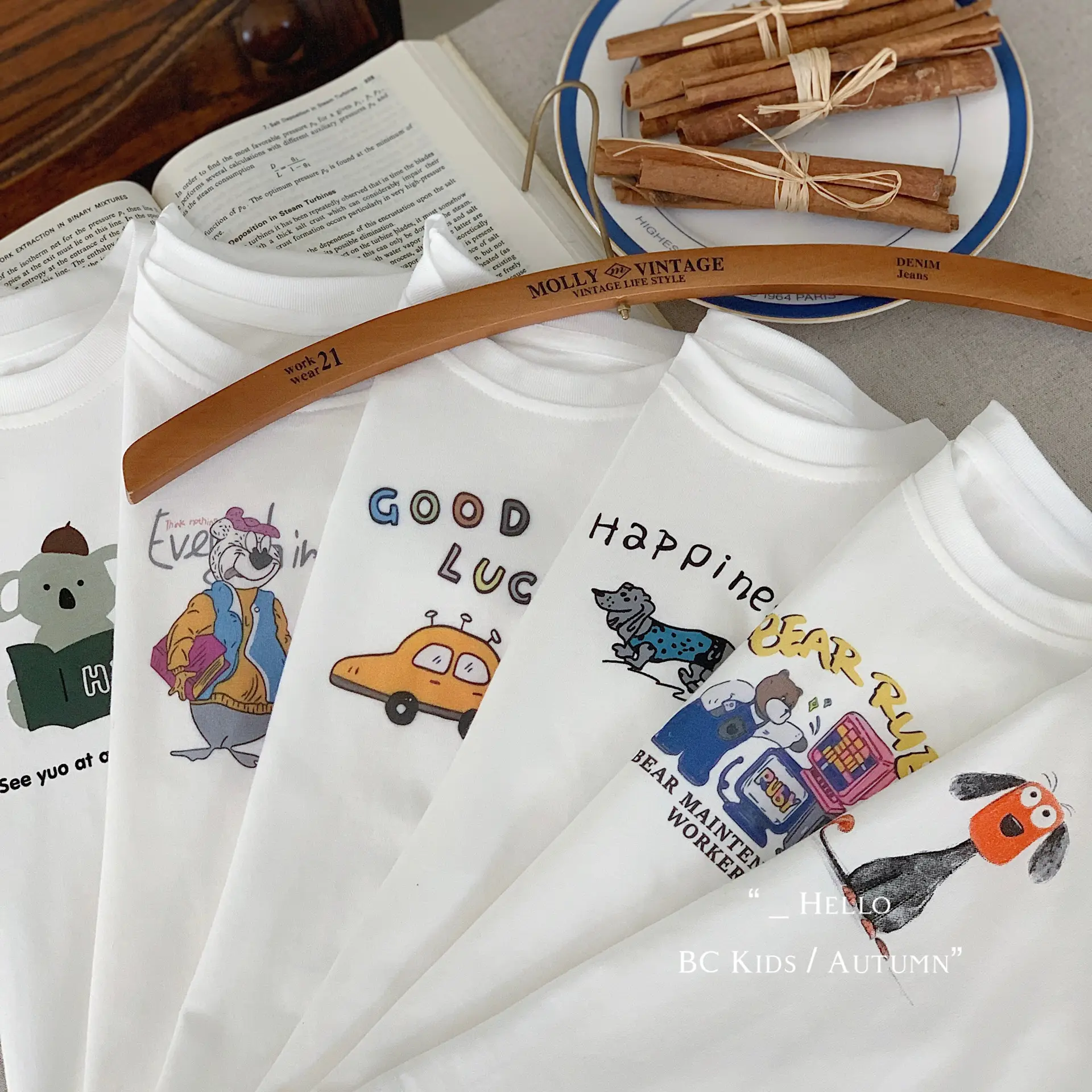 Children's White Cartoon T-Shirt Set with Black Pants & Sneakers - Image 6