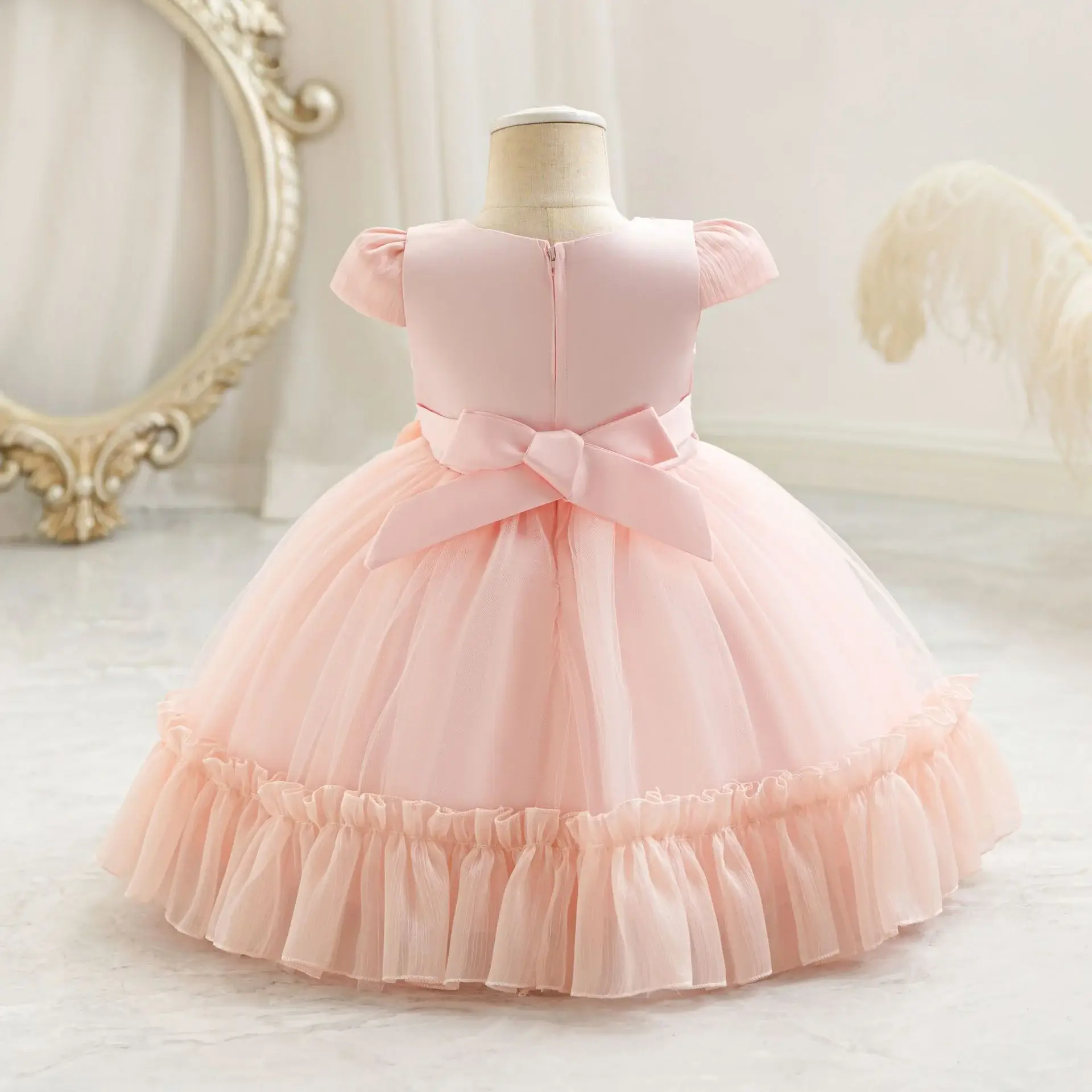 Children's Mesh Bow Tutu Dress Cream — feature 11