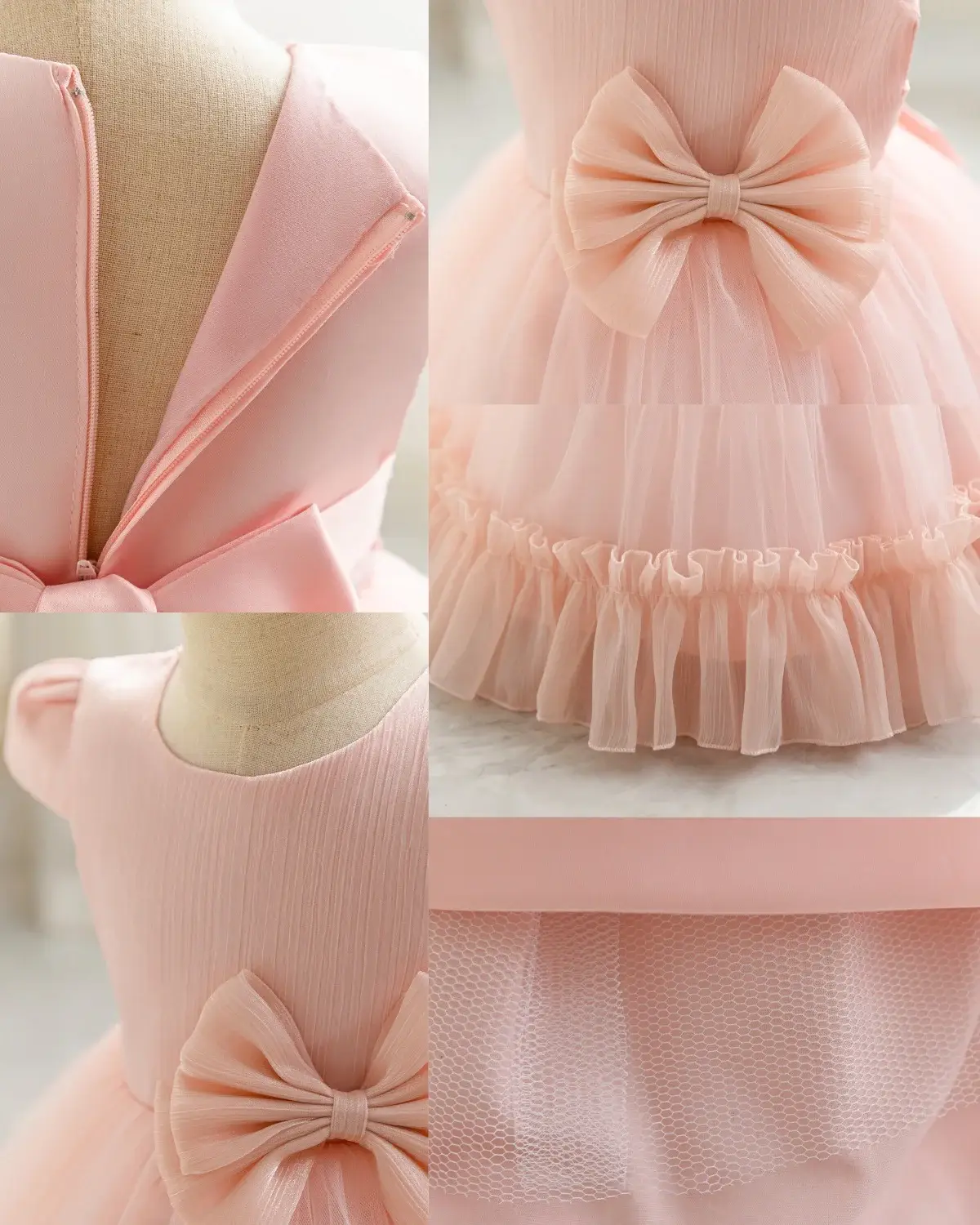 Children's Mesh Bow Tutu Dress Cream — feature 12