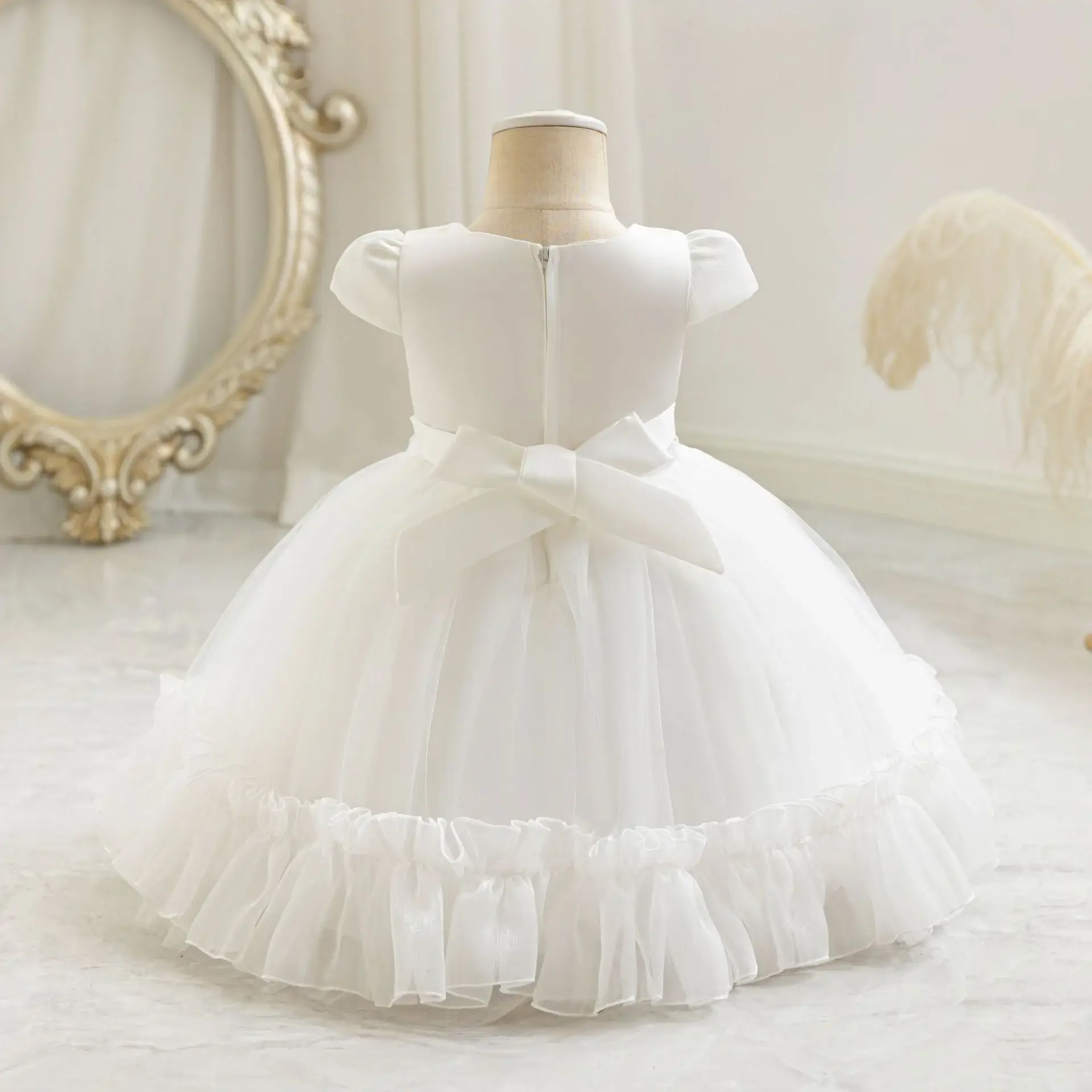 Children's Mesh Bow Tutu Dress Cream — feature 14