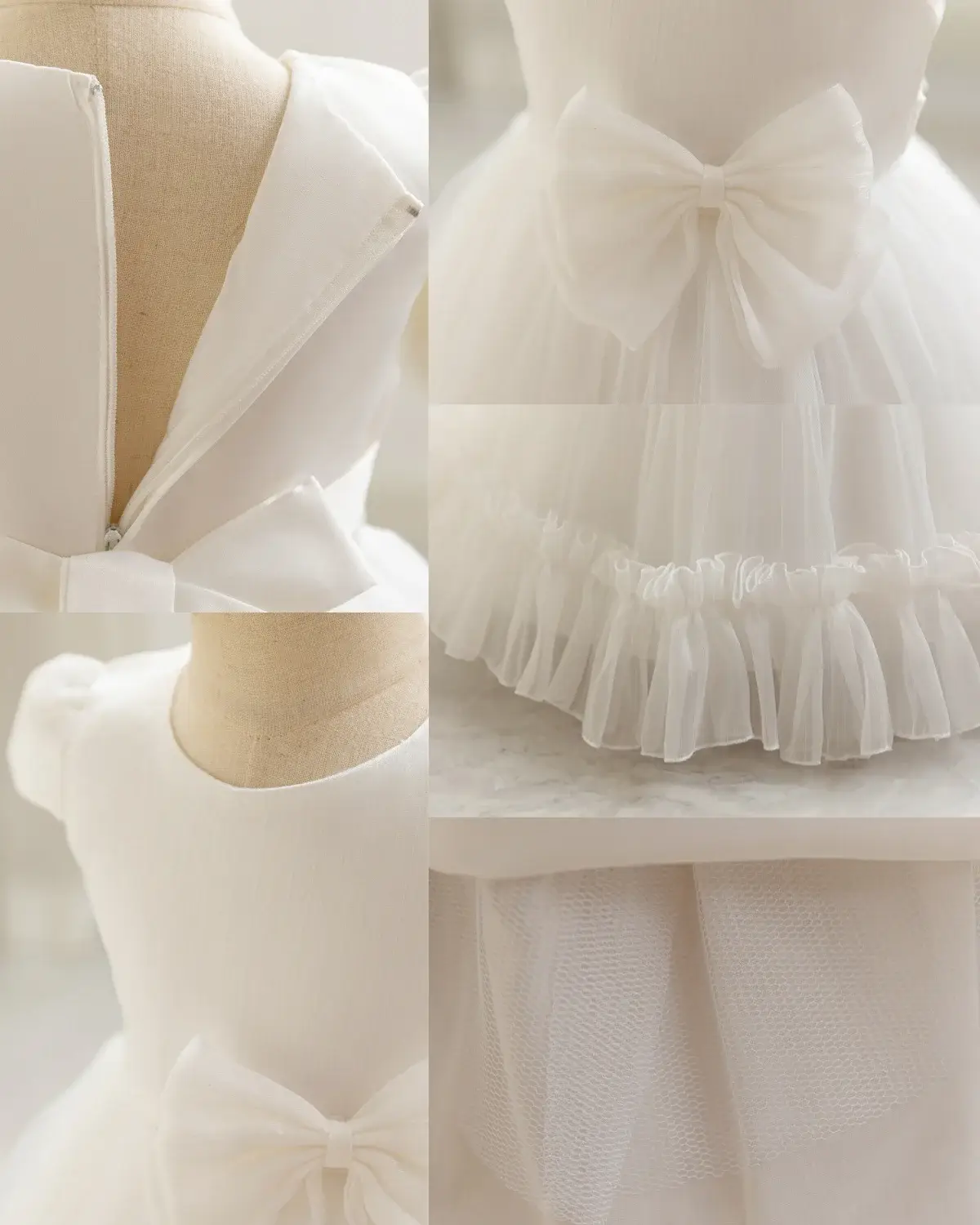 Children's Mesh Bow Tutu Dress Cream — feature 15