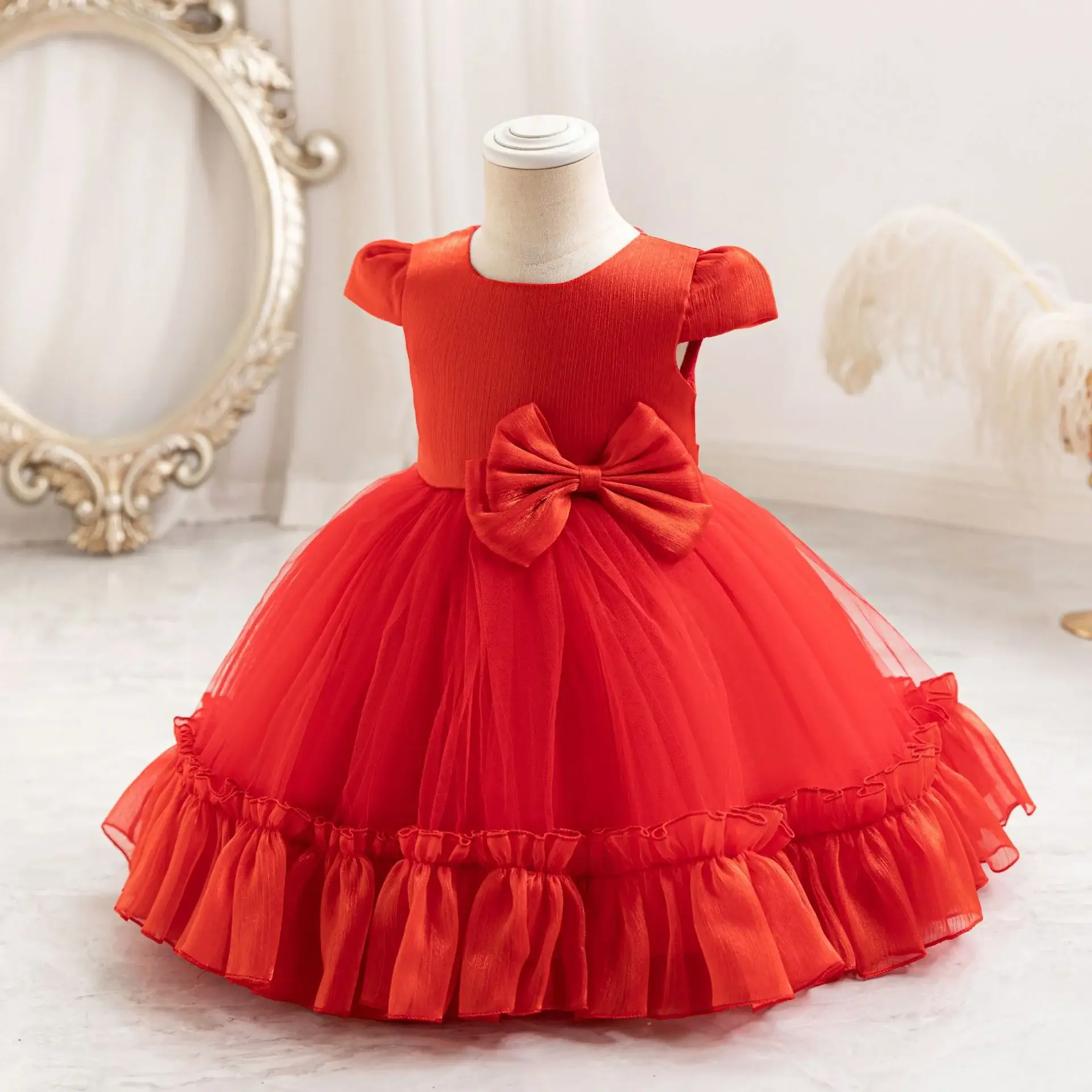 Children's Mesh Bow Tutu Dress Cream — feature 4