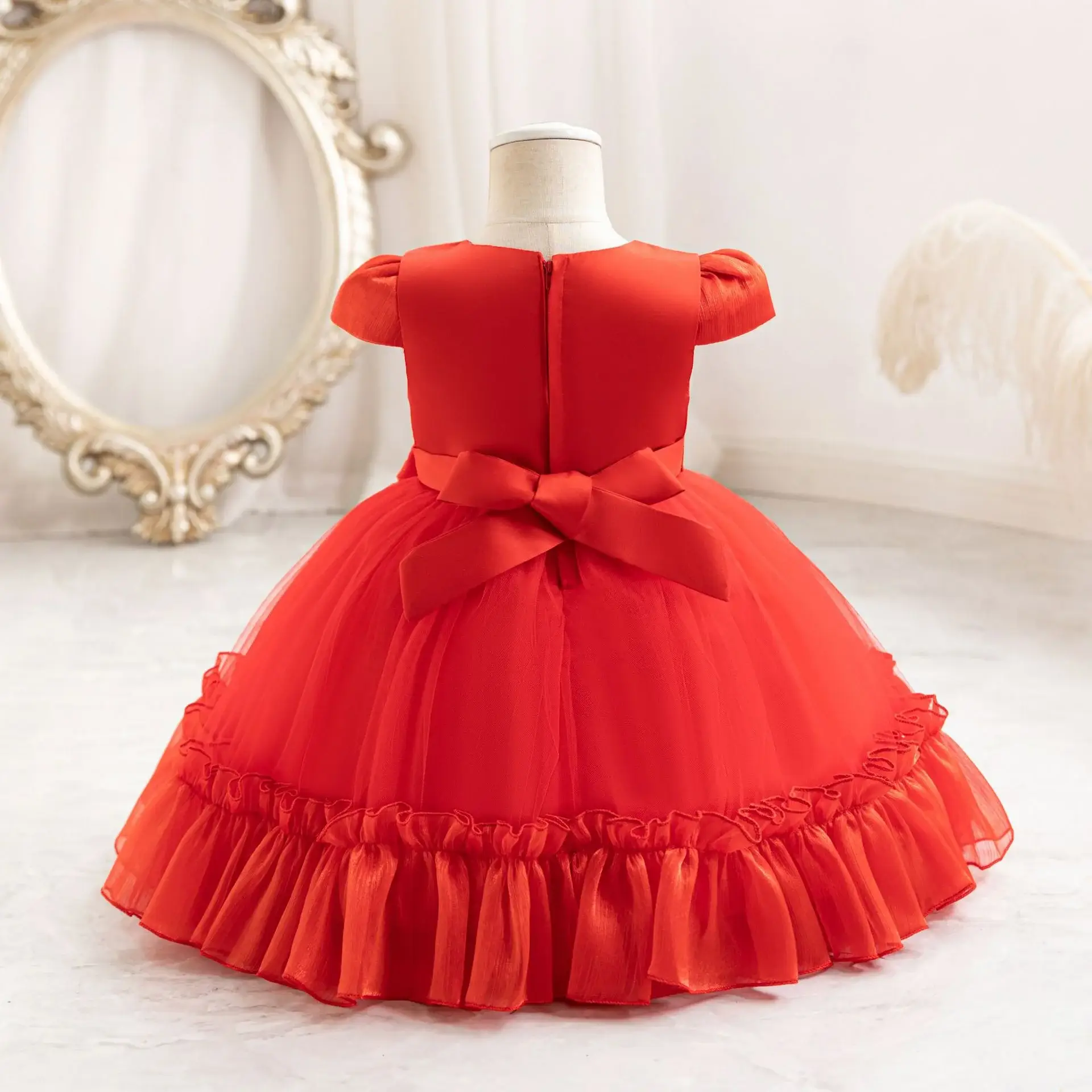 Children's Mesh Bow Tutu Dress Cream — feature 5