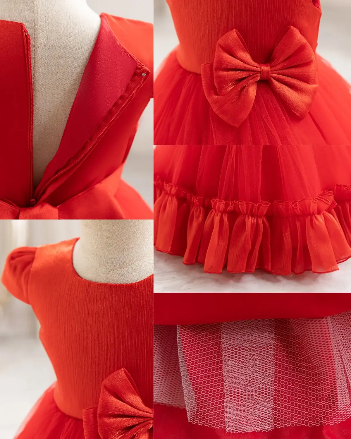 Children's Mesh Bow Tutu Dress Cream — feature 6